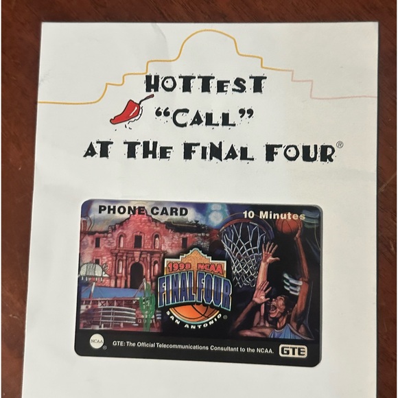 Commemorative 1998 NCAA Final Four GTE Pre Paid Phone Card Kentucky Wildcats - Picture 3 of 13